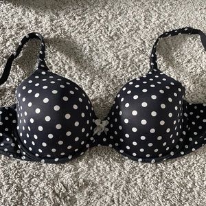 Worn once, black & white polka dot VS bra